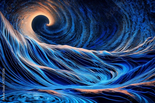 Electric blue waves dancing in the void