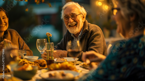 Golden Years: A Heartwarming Dinner Table Scene with Elderly Couple