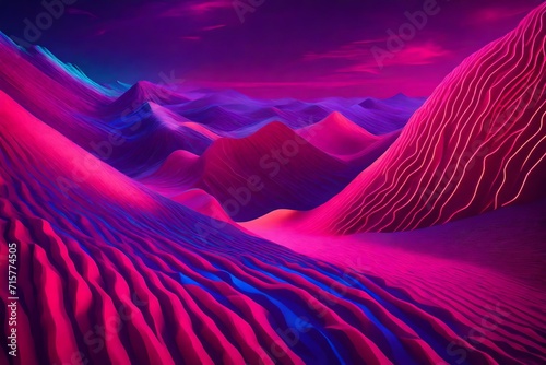 A digital desert of neon dunes