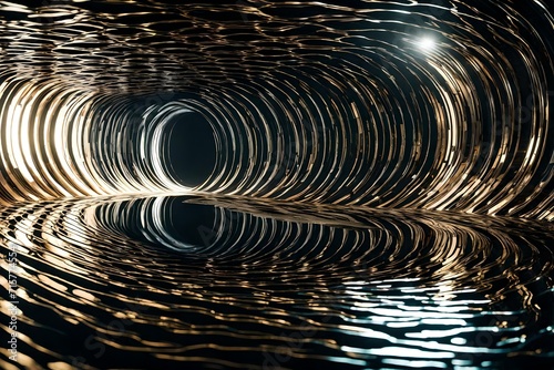 Liquid metal flowing in an abstract landscape