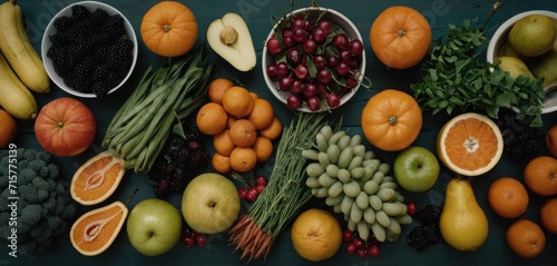 a table topped with lots of different types of fruits and vegetables next to bowls of grapes, apples, oranges, pears, grapes, and other fruits.