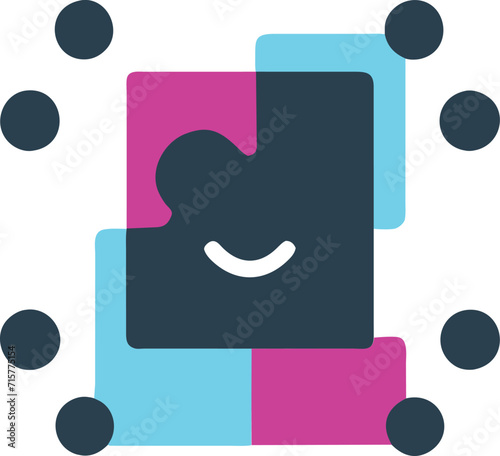a logo that includes a puzzle piece, a smile and a symbol of union, icon, illustration, vector, isolated