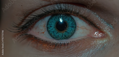  a close up of a person's eye with a blue eyeball in the center of the iris of the eye and the iris of the eye visible part of the eye.
