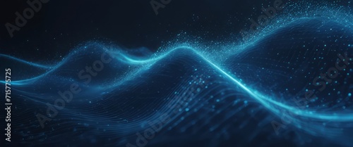 Wave of particles. Abstract Blue Geometric Background. Big data visualization. Data technology abstract