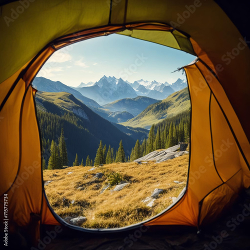View of nature from inside the tent. © Lednev