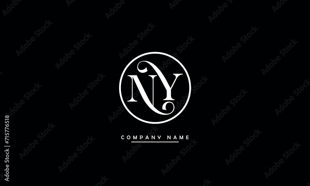 NY, YN, N, Y Abstract Letters Logo Monogram - obrazy, fototapety, plakaty 