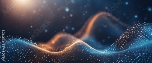 Wave of particles. Abstract Blue Geometric Background. Big data visualization. Data technology abstract