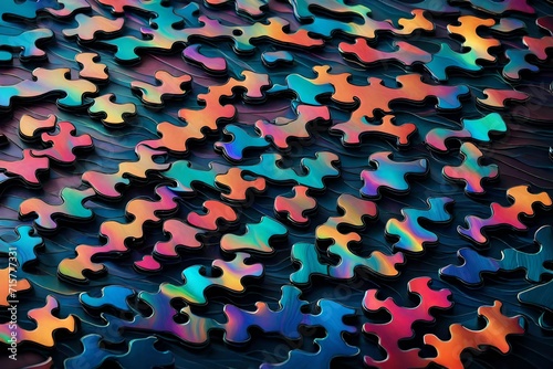 Iridescent waves interlocking like puzzle pieces