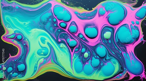 Electric neon green pink and turquoise glossy acrylics art