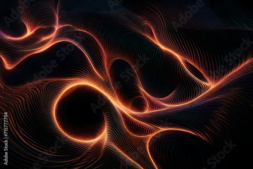 Glowing fractal waves merging and diverging