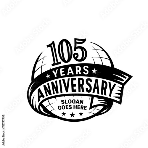105 years anniversary design template. 105th logo. Vector and illustration.