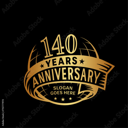 140 years anniversary design template. 140th logo. Vector and illustration.