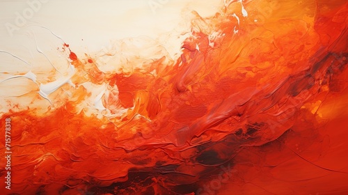 Fiery orange and crimson bold acrylic splashes energy