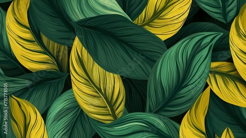 Wallpaper Mural seamless background picture with leaf pattern, leaves, trees, tree branches Torontodigital.ca