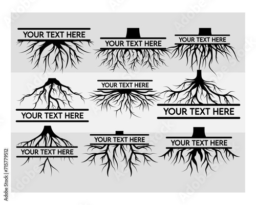 Root Split Monogram, Root Monogram Svg, Root SVG, Root Silhouette, Tree Root, Family Tree, Root Hair, Taproot, Root Clipart, Vector, SVG