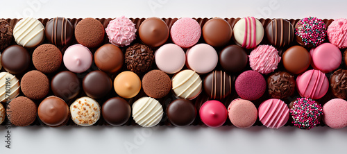 a banner with chocolates on a white background.