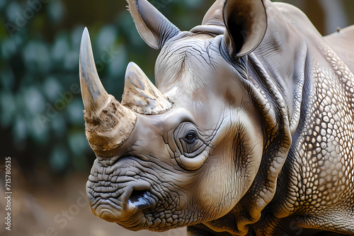 Black rhinoceros - Eastern & Southern Africa - A large herbivorous mammal with two horns on its snout, known for its aggressive behavior. They are critically endangered due to habitat loss & poaching