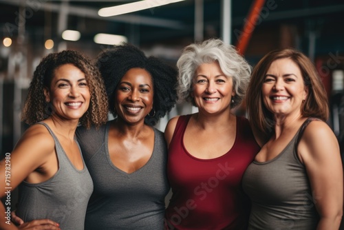 Group portrait of smiling middle aged body positive women © Geber86