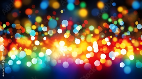 Christmas colorful bokeh neon flickering lights background abstract blurred pattern color balls.