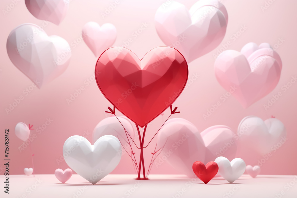 3d rendered pink colour heart background,3d renederd valentinesday background.
