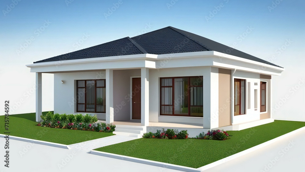 3d rendering of modern cozy house isolated on white background. Real estate concept. 3d rendering of modern cozy house isolated on white background. Real estate concept.