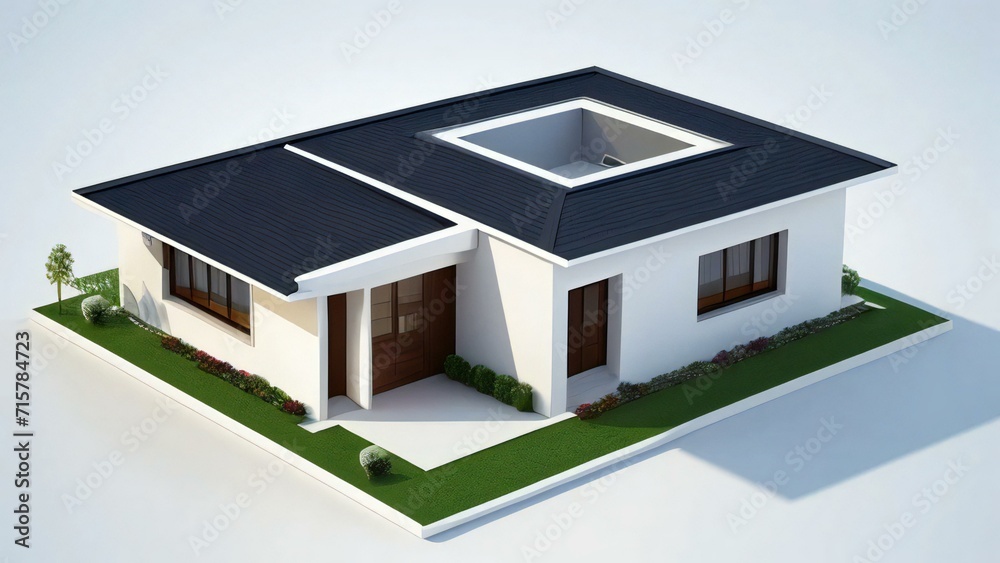3d render of a modern house on white background, Concept for real estate or property 3d render of a modern house on white background, Concept for real estate or property