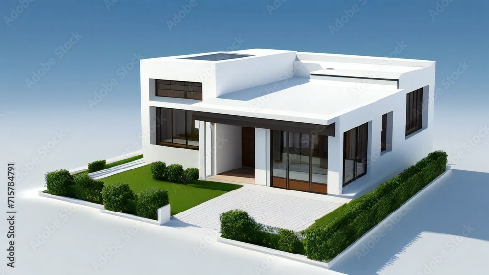 3d rendering of modern cozy house isolated on white background, Real estate concept.