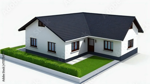 3d render of a modern house on white background, Concept for real estate or property