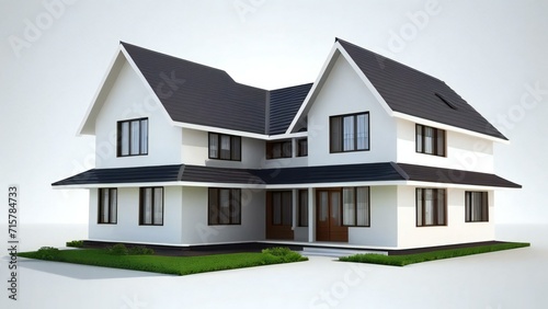 3d render of a modern house on white background, Concept for real estate or property