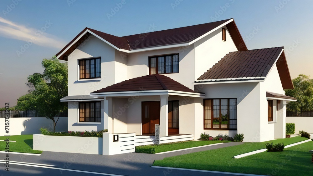 3d illustration of residential building exterior isolated on white background, Real estate concept. 3d illustration of residential building exterior isolated on white background, Real estate concept.