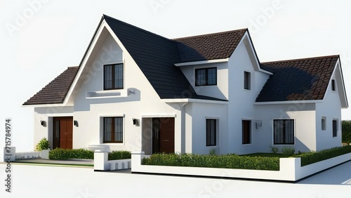 3d illustration of residential building exterior isolated on white background, Real estate concept. © Samsul Alam