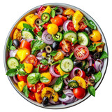 Vegetable salad isolated on white transparent, top view PNG
