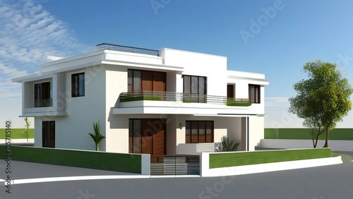 3d illustration of residential building exterior isolated on white background, Real estate concept. © home 3d