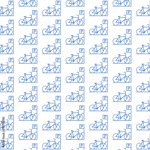 Bicycle parking seamless pattern isolated on white background