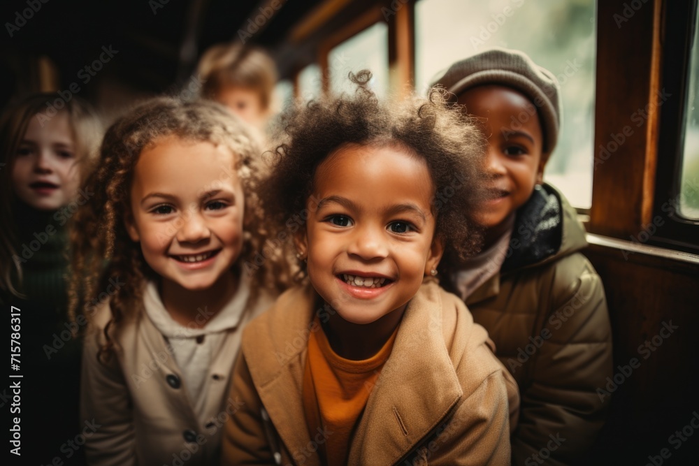 Portrait of diverse smiling kids in a kindergarten