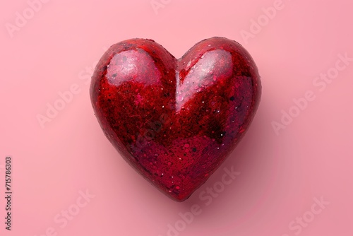 Red heart on a bright background, close-up.
Concept: Printed products, graphic design, postcard