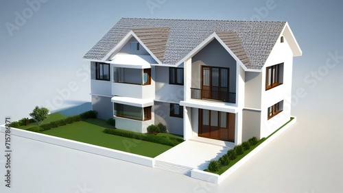 Architecture of 3d rendering modern house on white background. 3d illustration. concept for real estate or property © home 3d