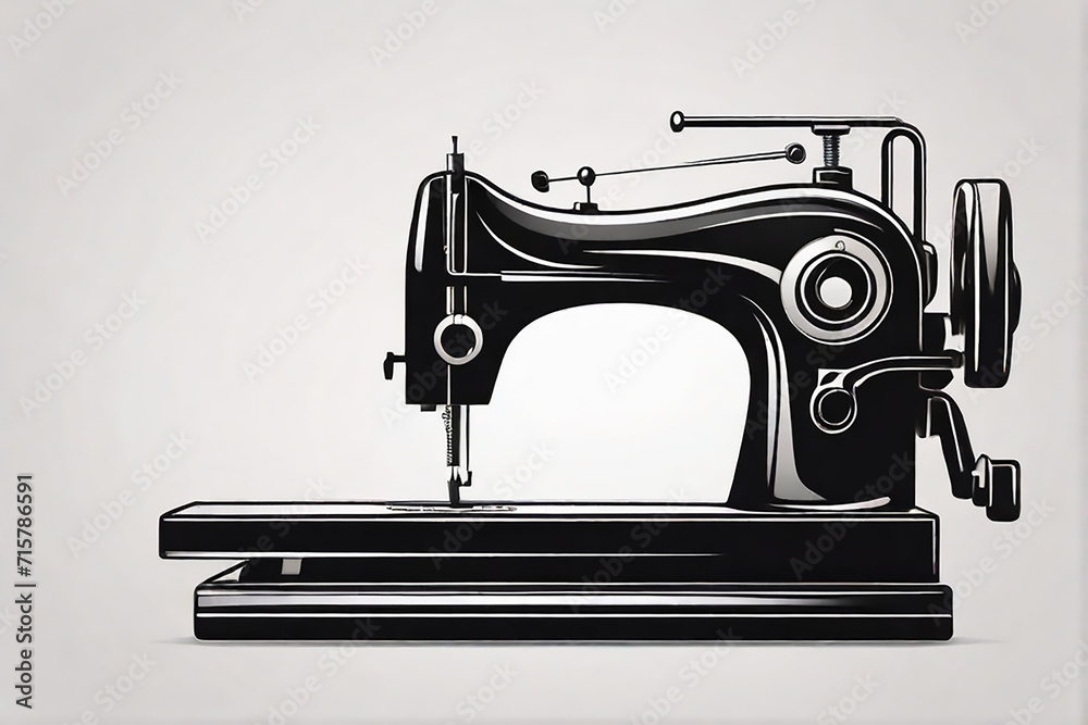Vintage sewing machine white background