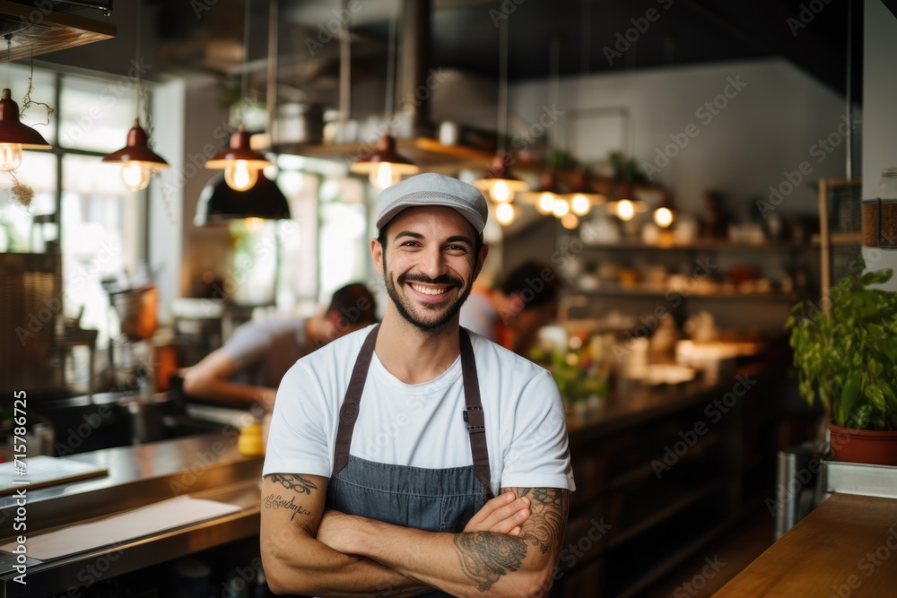 Portrait of a young male chef in professional kitchen Portrait of a young male chef in professional kitchen