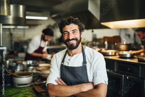 Portrait of a young male chef in professional kitchen