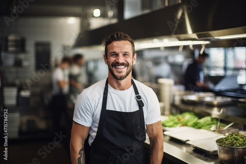 Portrait of a young male chef in professional kitchen