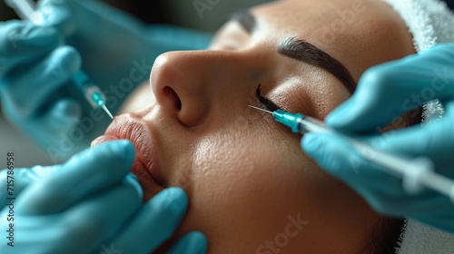 Botox injection in the face of a woman. Beauty and youth treatment,generative ai