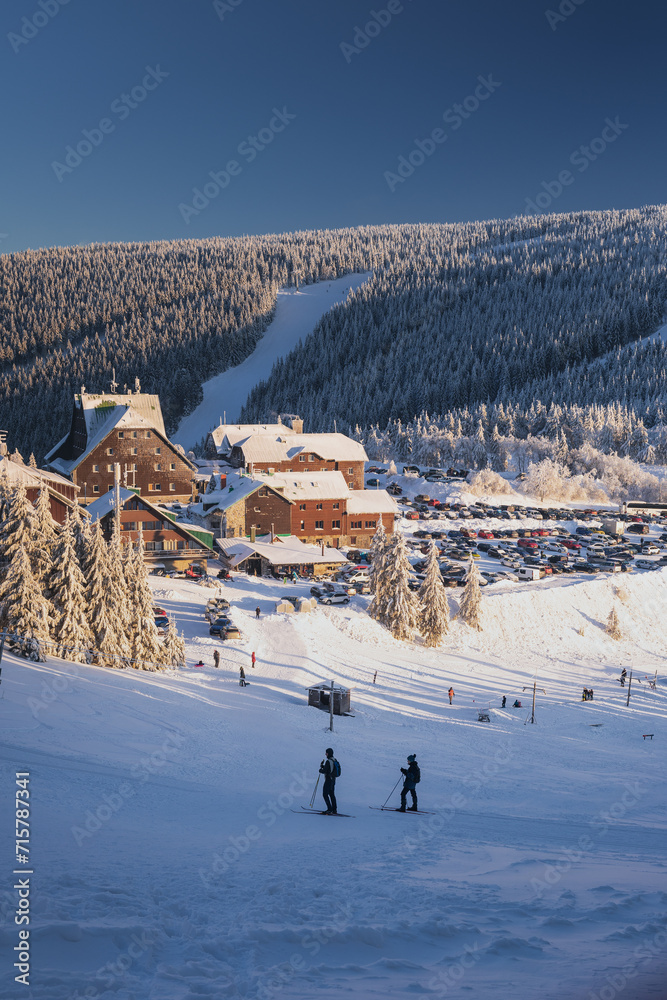 Winter landscapes in the Czech Jeseniky Mountains. Snow and ice created fairy-tale views. The mountains look beautiful this time of year.