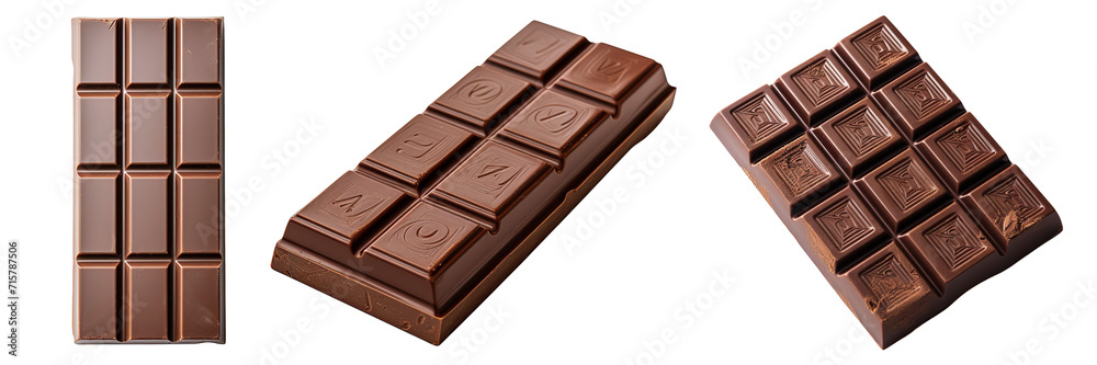 Collection of chocolate bars isolated on transparent or white background Collection of chocolate bars isolated on transparent or white background