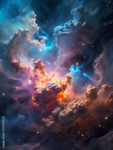 An explosion of vibrantly colored smoke cloud type background