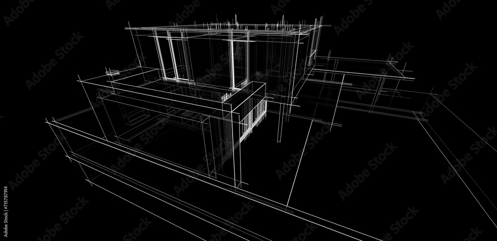 architectural drawings 3d illustration