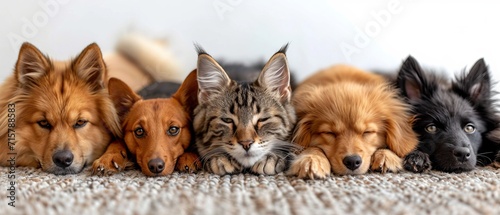 Cat and dog on a white background 