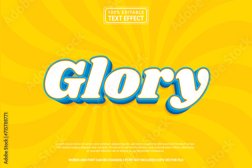 Editable text effect Glory  3d cartoon template style modern premium vector