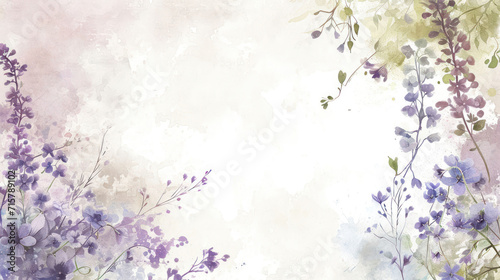 Boho light purple flower in watercolor style on beautiful vintage background in shabby chic style with copy space, minimalistic backdrop, retro wallpaper, background with boho flowers © iv work