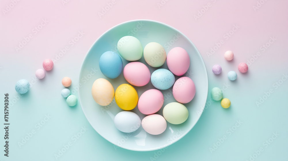 Colorful Easter Eggs in a Bowl: Festive Spring Decoration Colorful Easter Eggs in a Bowl: Festive Spring Decoration